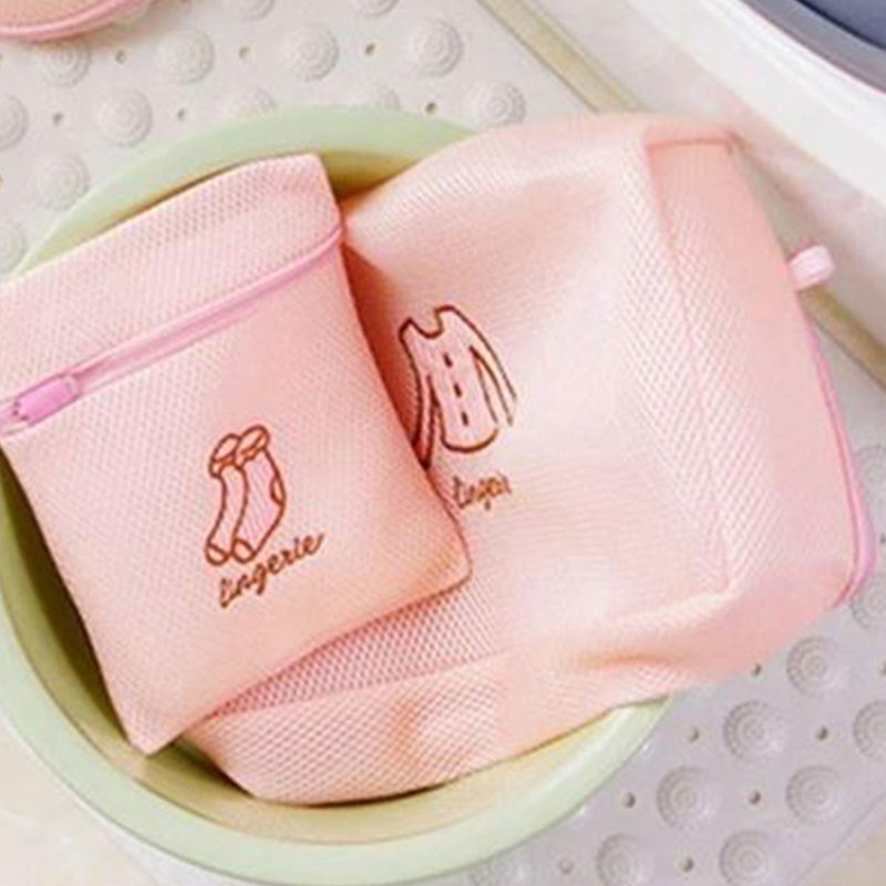 Haven Heavy Duty Zippered Mesh Laundry Bag Reinforced Coat Wash Bag White, Pink