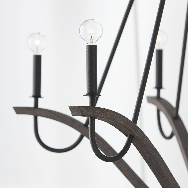 6 - Light Steel Dimmable Chandelier, 38.5" H x 43" W