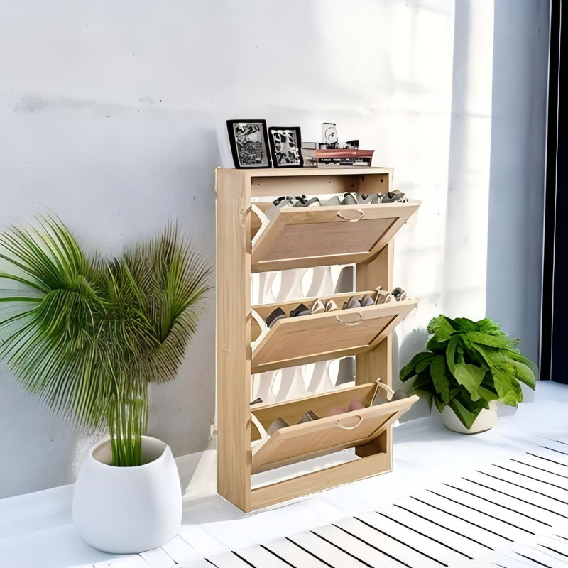 Rattan 3 Tier Shoe Storage