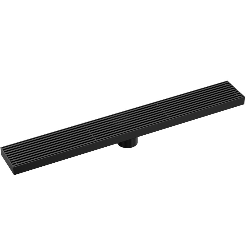  Garniture de drain de douche 23,62 po x 3,15 po, Noir mat