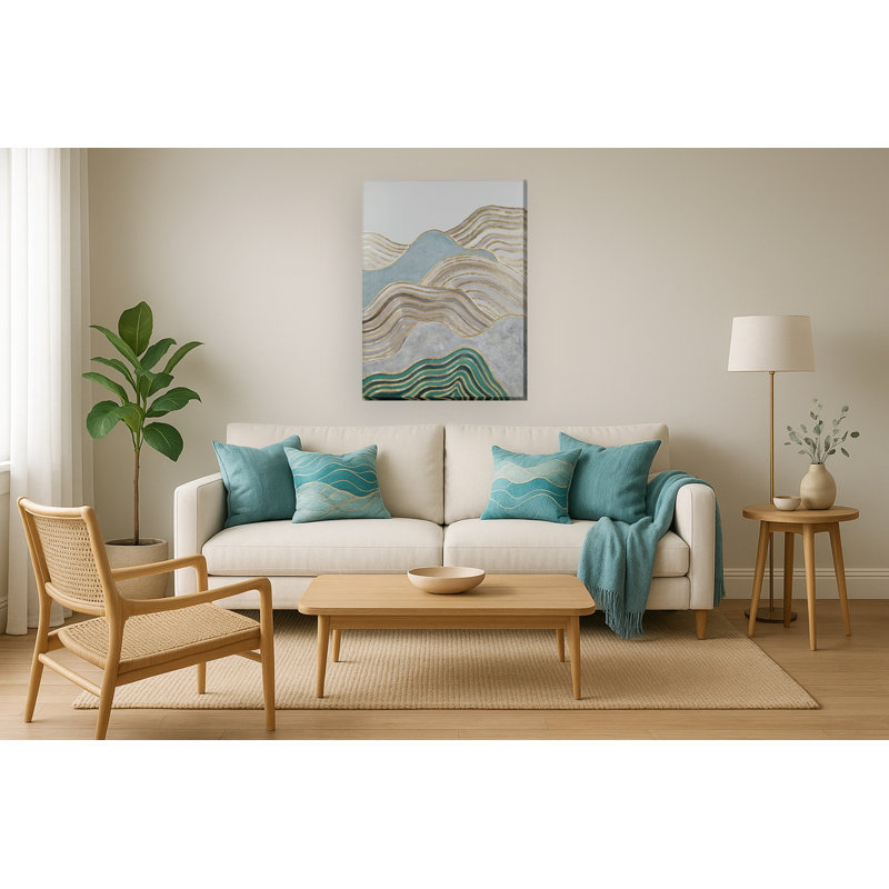 Art mural vagues ondulées dorées - 36 "x 48"