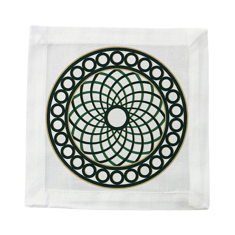 Timothy Corrigan Treillage Cotton Sateen Cocktail Napkins, Green