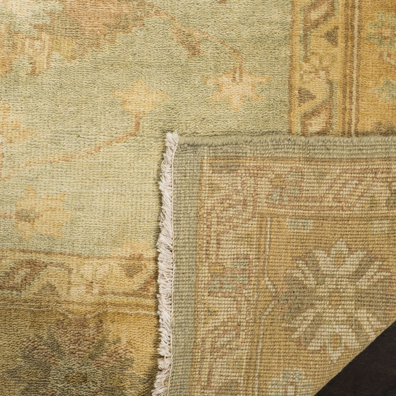 Oushak Floral Hand-Knotted Wool Light Blue/Gold Area Rug, Rectangle 8' x 10'