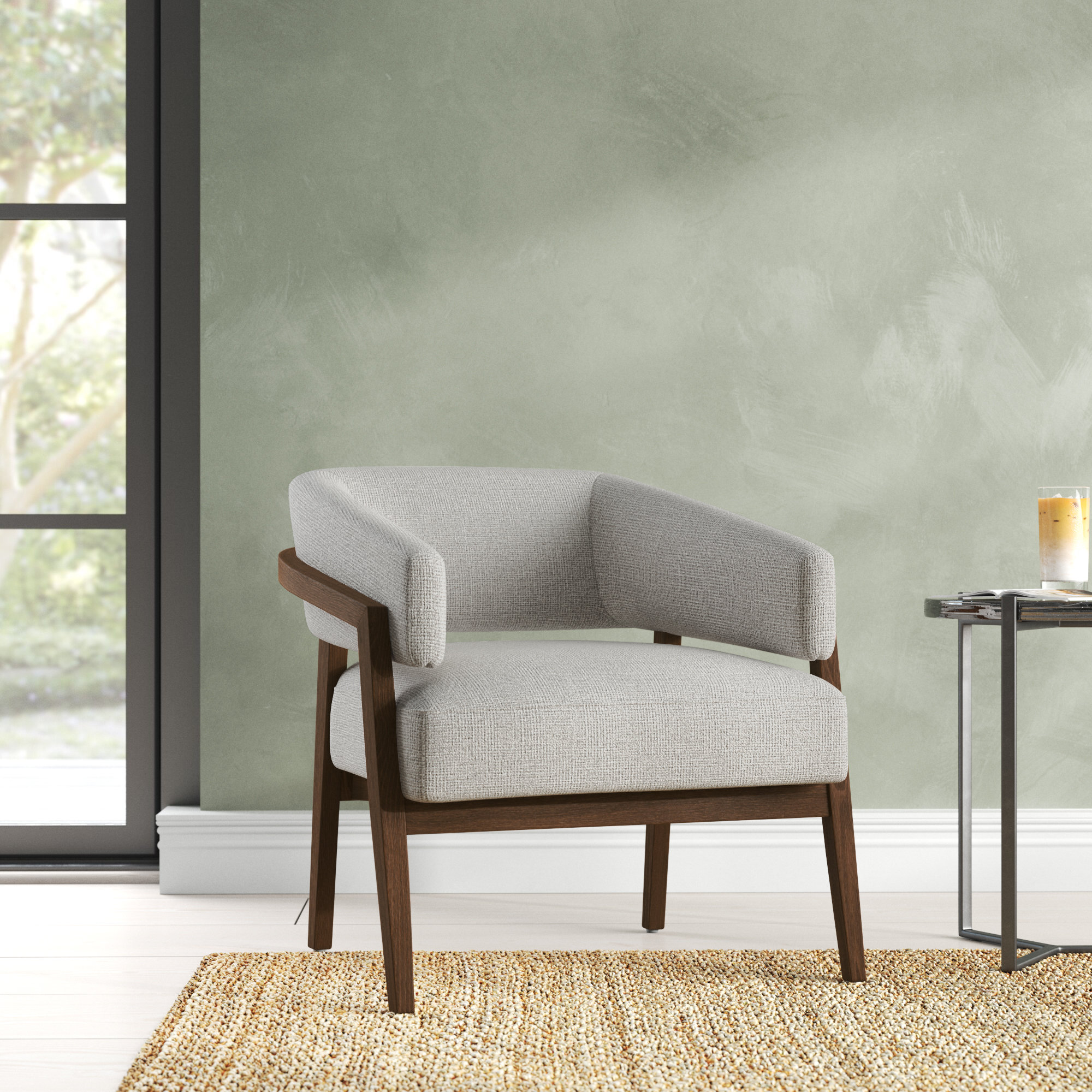 Maudette Upholstered Barrel Chair, Gibson Silver