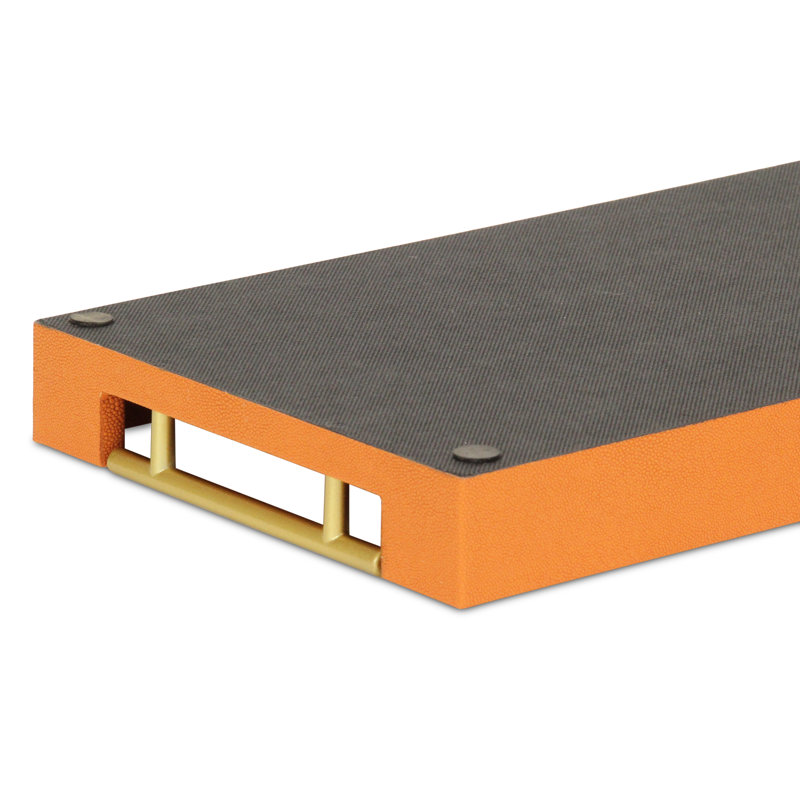 Baidy Hand-Finished Faux Shagreen Rectangular Serving Tray, Orange