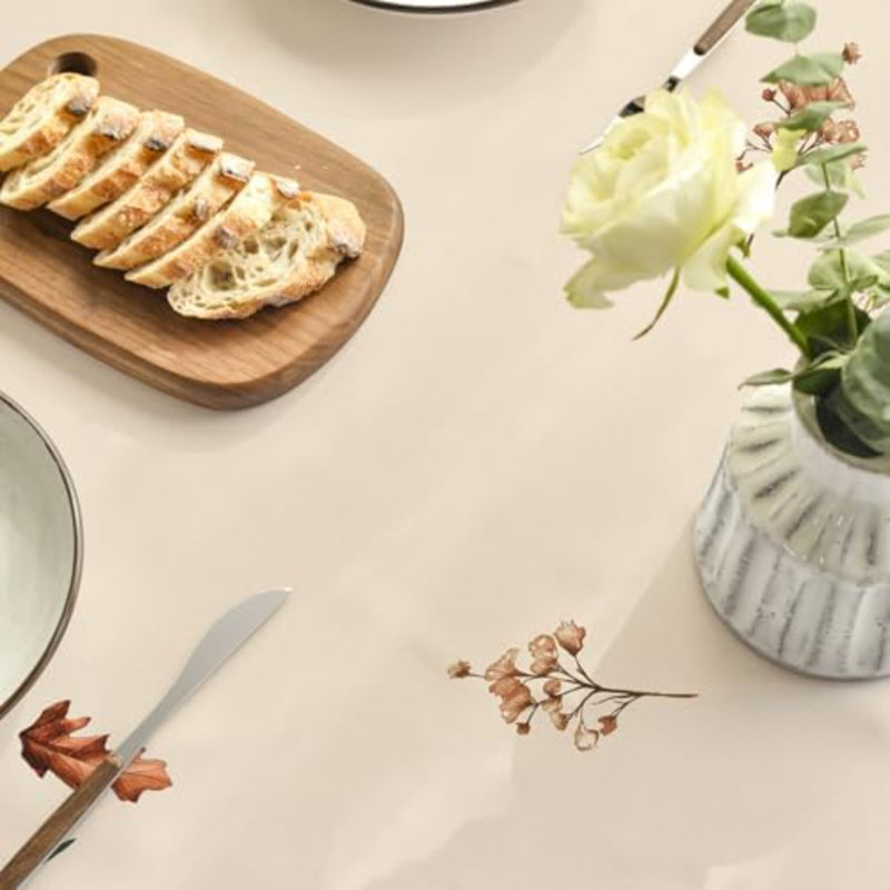 Nappe ronde d'automne de 70 x 70 pouces à motif floral et citrouille.