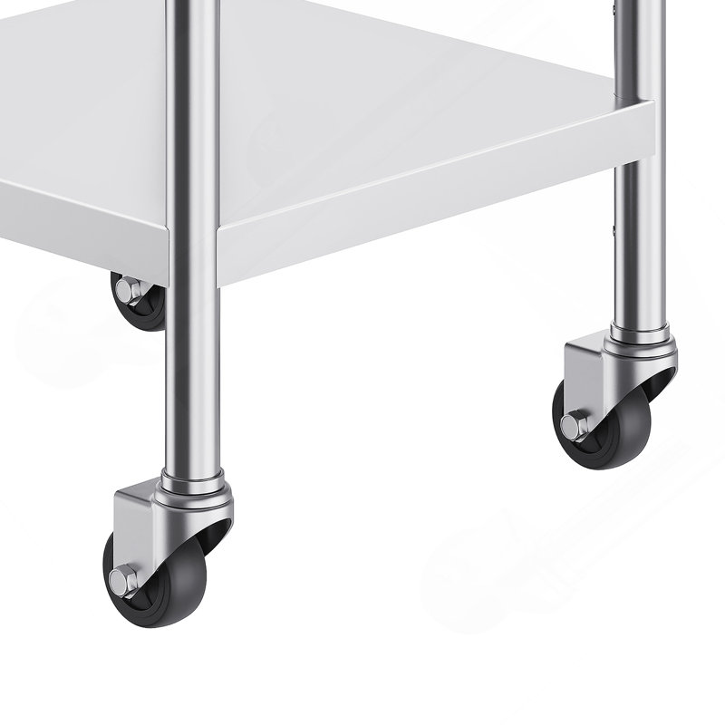 24 X 24 X 40 Inch Stainless Steel Work Table, Commercial Food Prep Worktable With Casters, Heavy Duty Prep Worktable, Metal Work Table With Adjustable Height For Restaurant, Home And Hotel