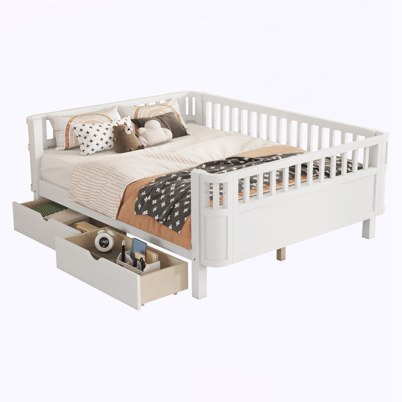 Lit plateforme Wood, Lit double, Blanc