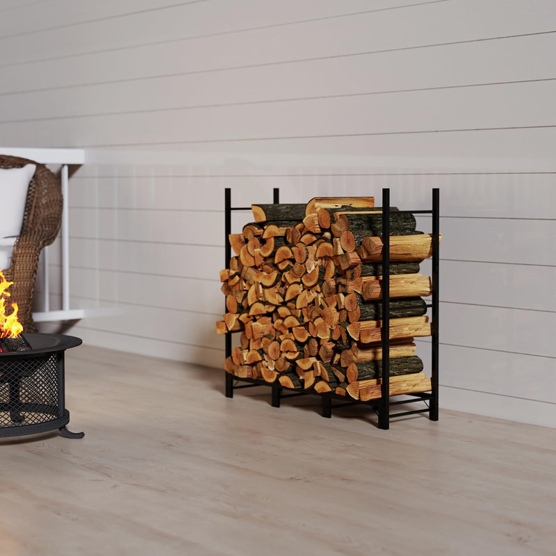 Adjustable Heavy‑Duty Metal Log Rack, Indoor & Outdoor Firewood Stacker Stand, Wood Pile Storage Organiser for Fireplace