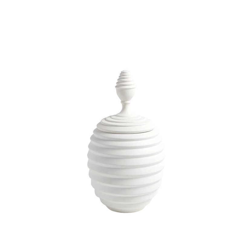 Orion Medium White Textured Ceramic Jar
