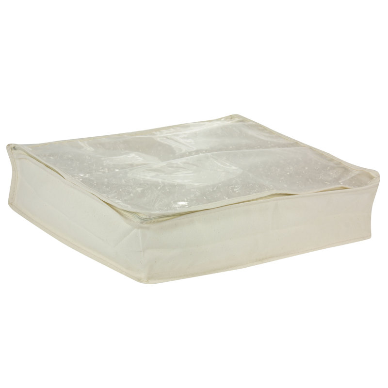 Natural Canvas Sweater Storage Bags with Clear PEVA Top, Set of 2