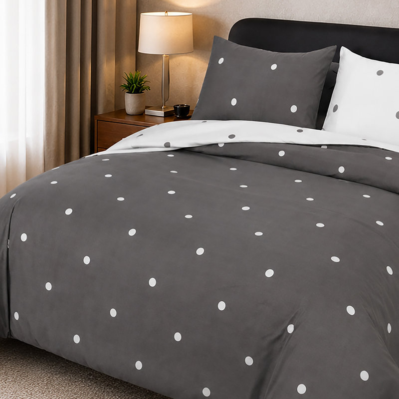 Microfiber Polka Dots Duvet Cover Set, SINGLE