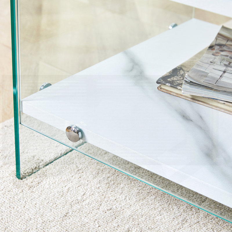Transparent tempered glass Bedside table with drawers