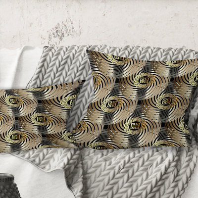Circular Geometric Retro Abstract I - Mid-Century ModernPrinted Throw Pillow