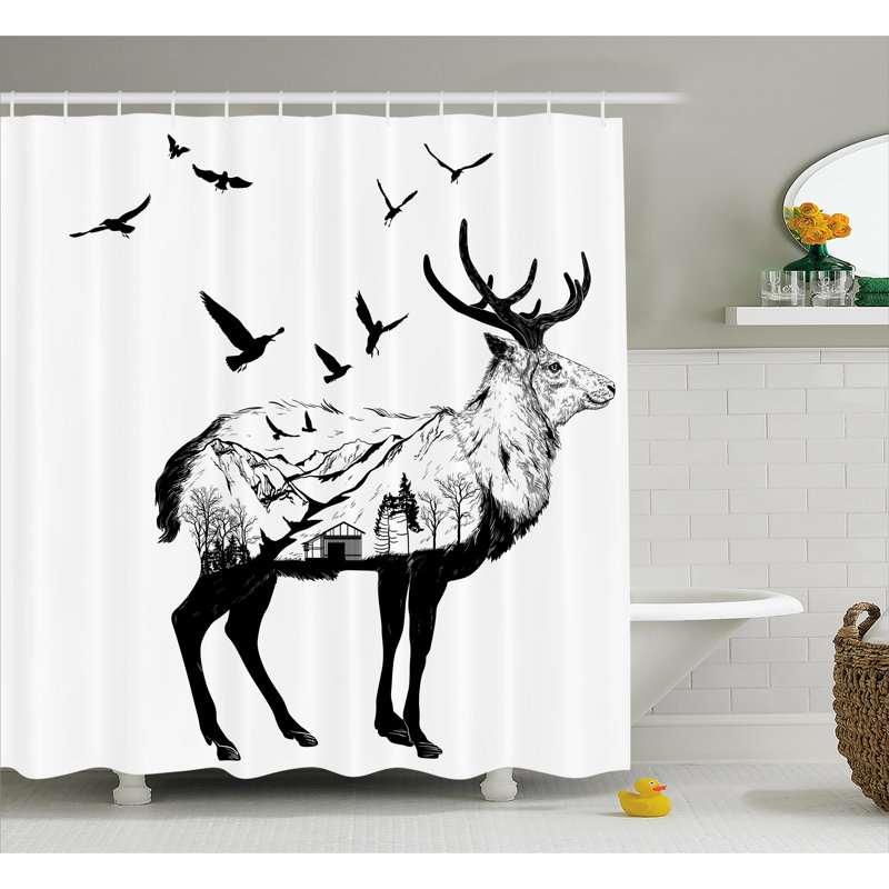 Shower Curtain with Hooks Included, 84" H x 69" W