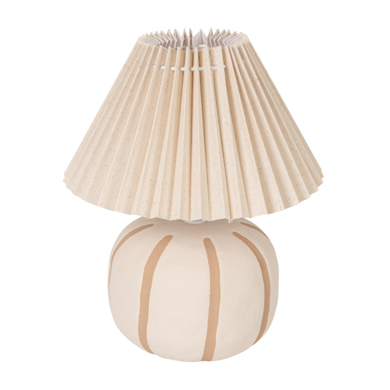 Stoneware Mini Table Lamp with Pleated Shade