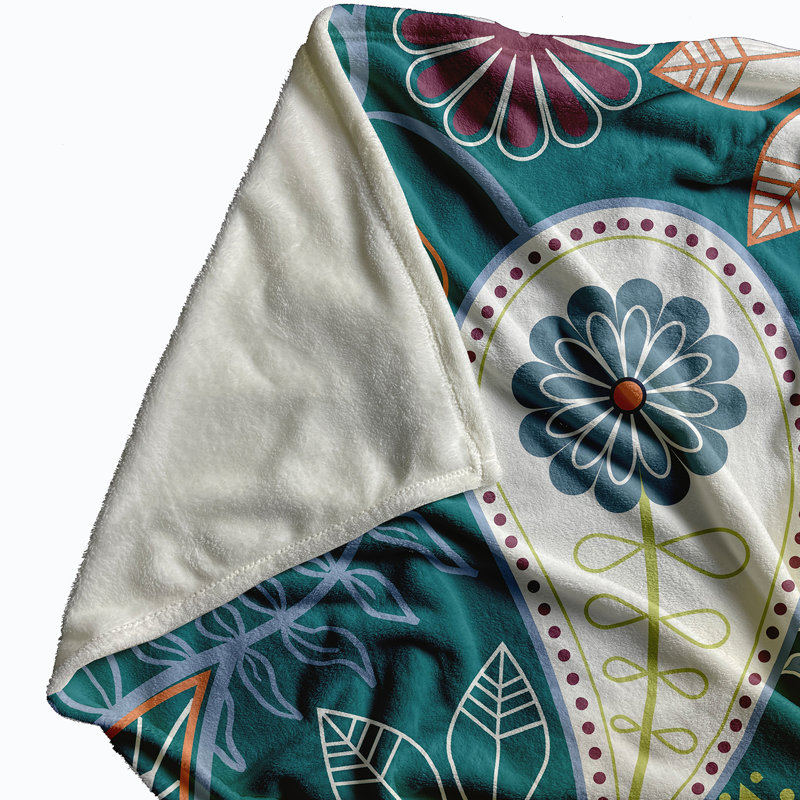 Perine Plain Weave / Muslin Throw Blanket, Teal