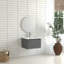 Armoire de salle de bain murale 24 po avec lavabo flottant mural et tiroir en céramique blanche