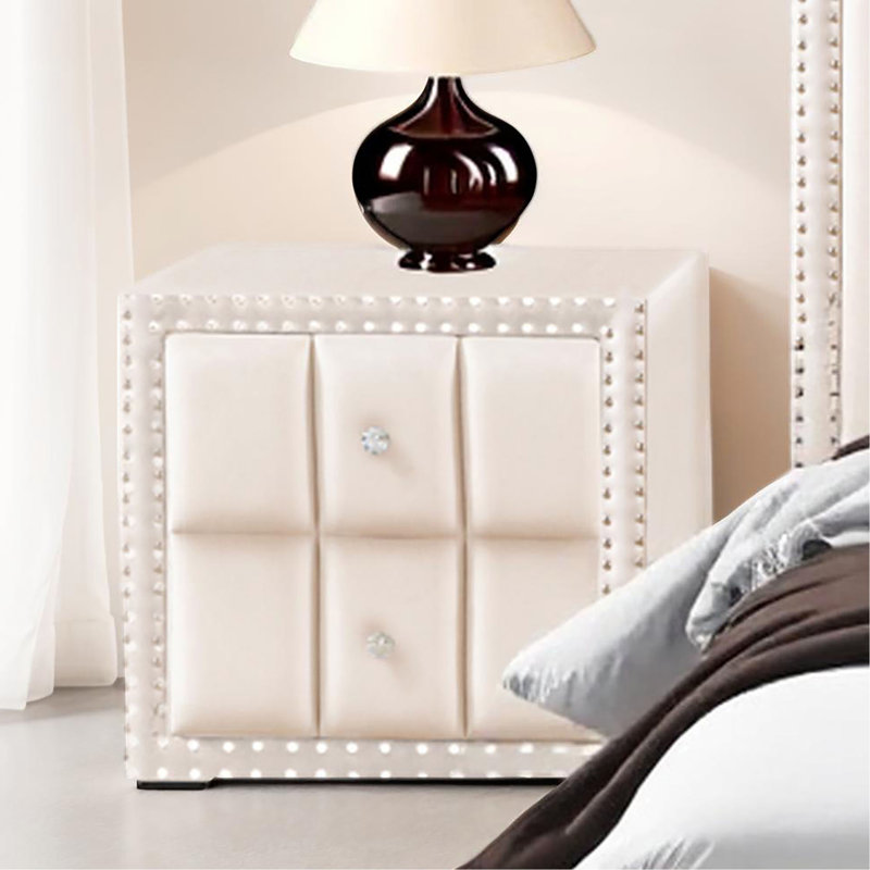 Table de chevet 1 pièce Beige, Beige