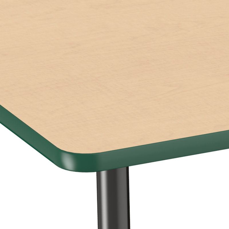 Table d'activité rectangulaire à hauteur réglable en forme de T, Érable / vert, Super, 36 po x 60 po