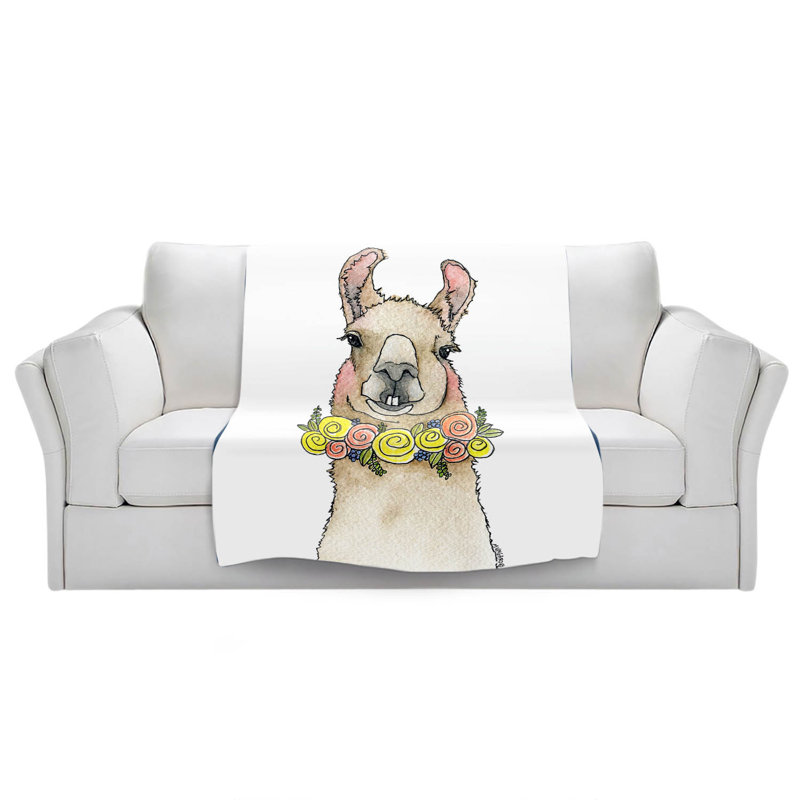 Couverture Tooth Llama, 68 po x 80 po, Blanc