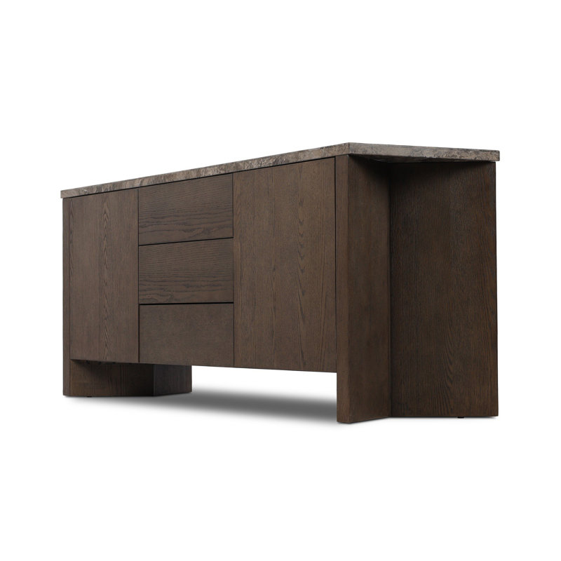 Lawson Media Console-Warm Grey Marble