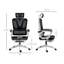 Chaise de bureau à haut dossier, chaise de bureau d'ordinateur en tissu avec appui-tête réglable, soutien lombaire, accoudoir, repose-pieds, dossier inclinable, noir