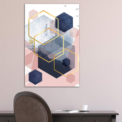 «Abstract Navy Blush Gold I» par Urban Epiphany - impression d'art graphique