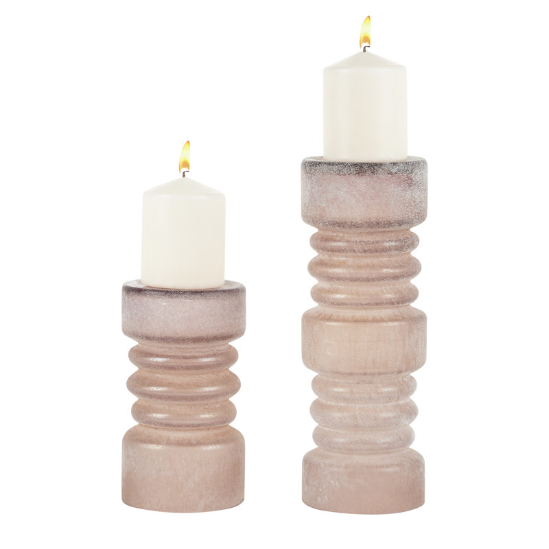 Ensemble de porte-chandelles en verre 2 pièces Lisette