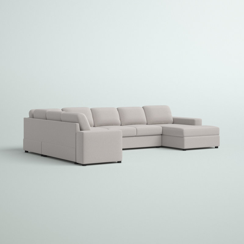 Andes 146.5" Wide Reversible Modular Sectional, Beige Linen Blend