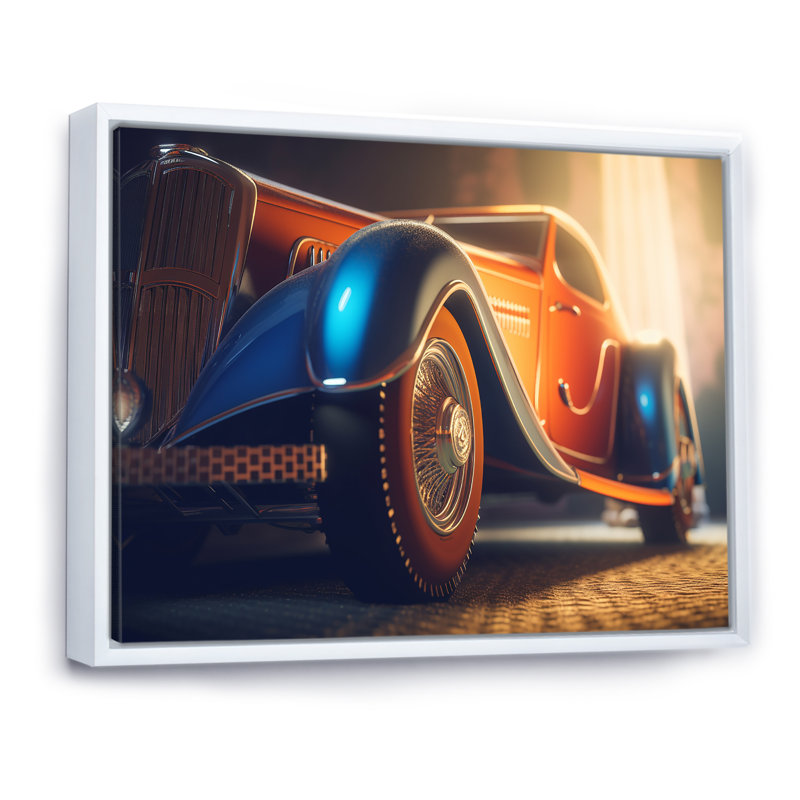 Élégance rétro de voiture classique rétro, Cadre flottant blanc, H 34 po x l 44 po x P 1,5 po
