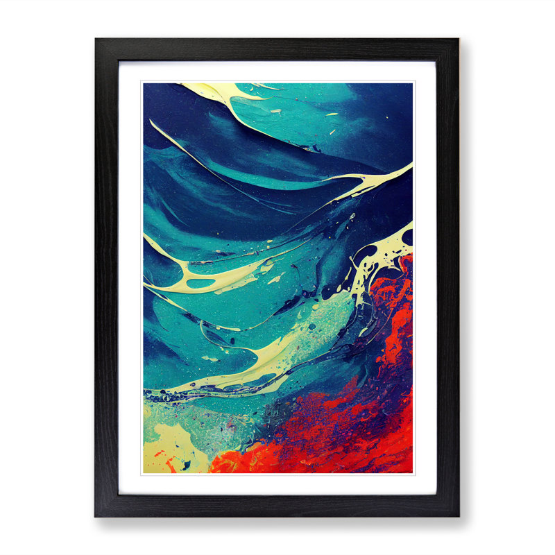 Arguster Ocean Paint Splatter Vol.2 - Picture Frame Print, Black, 64cm H x 46cm W