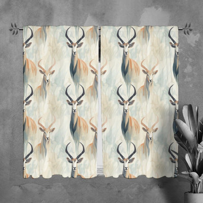 Antelope Window Curtains Animals Blue Drapes