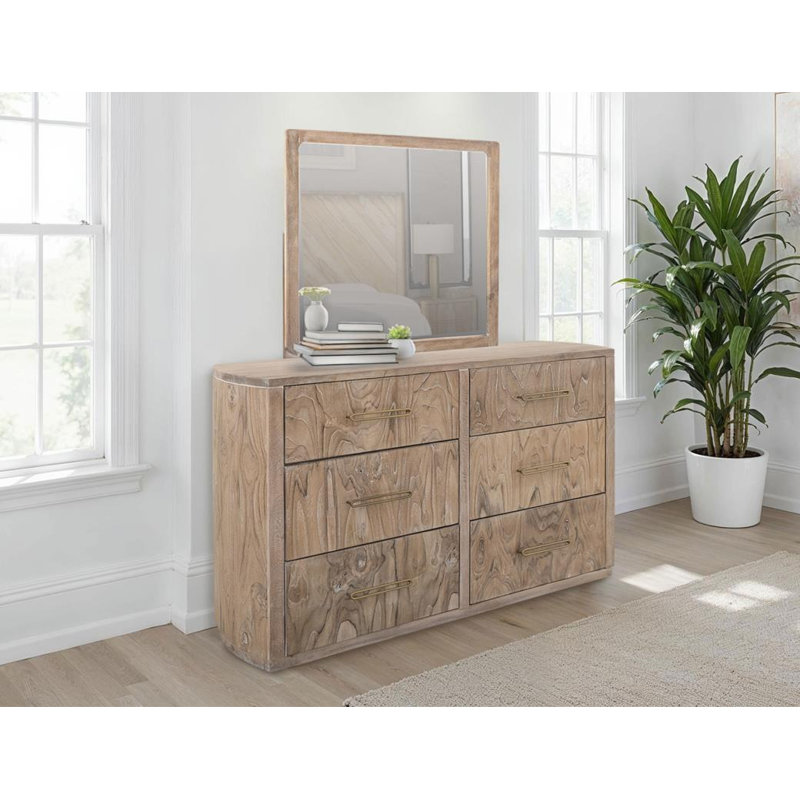 Commode Balam à 6 tiroirs avec miroir, Brown