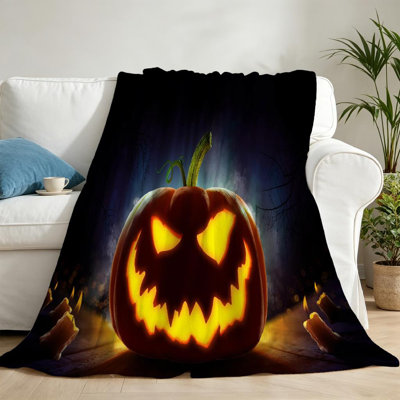 Jeté transparent en flanelle molletonnée transparente, Happy Halloween avec imprimé recto
