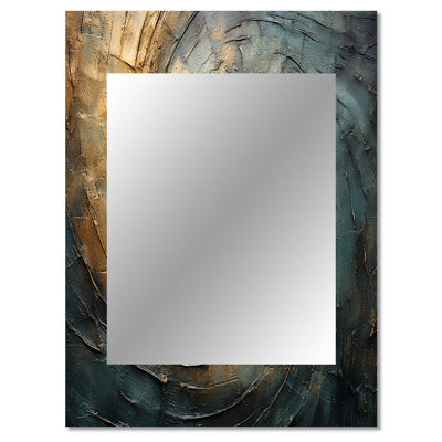 Bronze Whirling Wisdom Vortex - Abstract Spirals Decorative Wall Mirror, Gold Large Mirror, Printed Metal Art