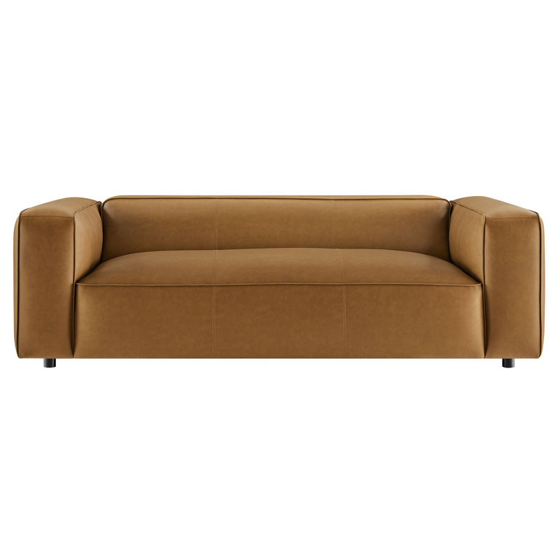 Auren Upholstered Vegan Leather Sofa, Camel