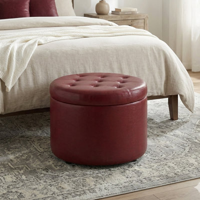 Repose-pieds de rangement rond capitonné de 22 po Stansell