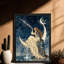 Art mural noir inspiré de la lune, femme encadrée, décorations célestes bohémiennes mystiques-757982812