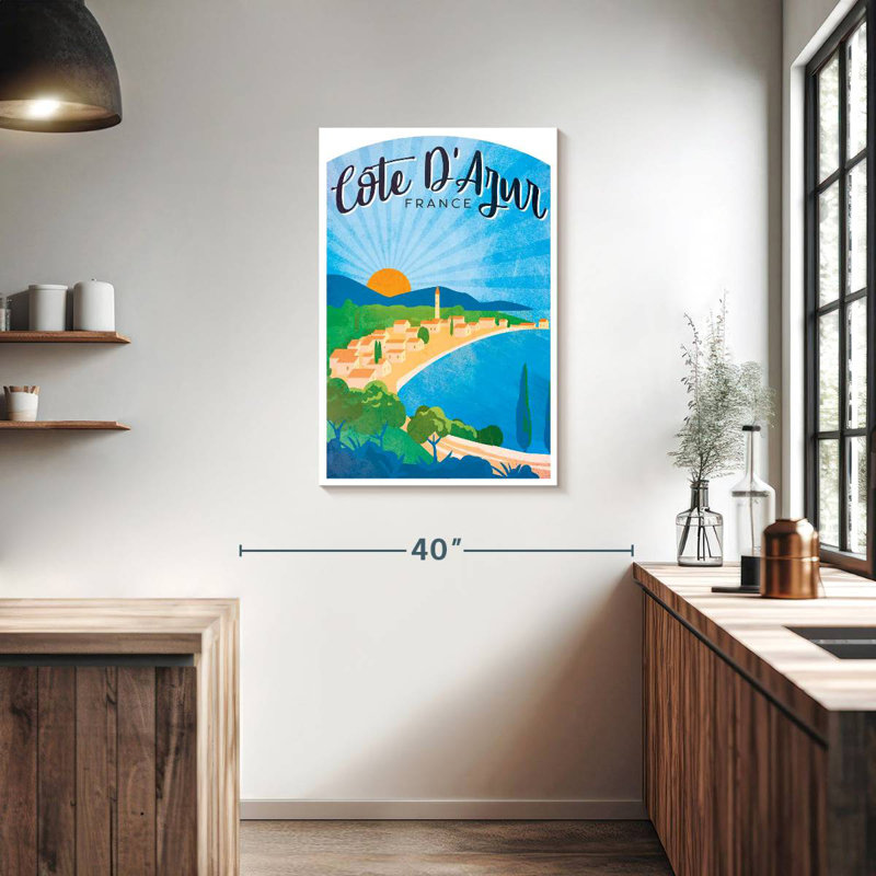 Affiche rétro Côte d'azur, H 36 po x l 24 po
