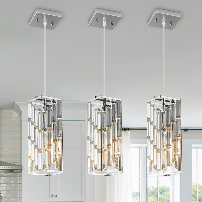 Catine - Pendant Lights Kitchen Island, Adjustable Pendant Light Fixture for Kitchen Island Dinning Room Bedroom, 3, Chrome