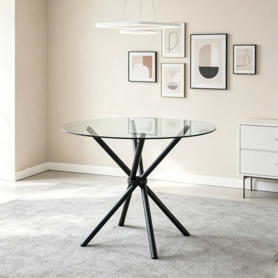 Round clear glass dining table