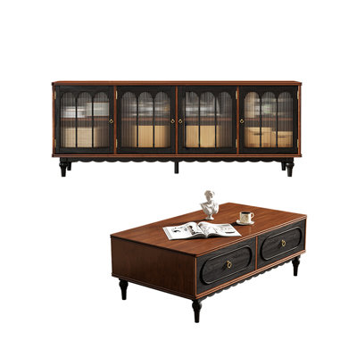 French style coffee table paired with TV stand