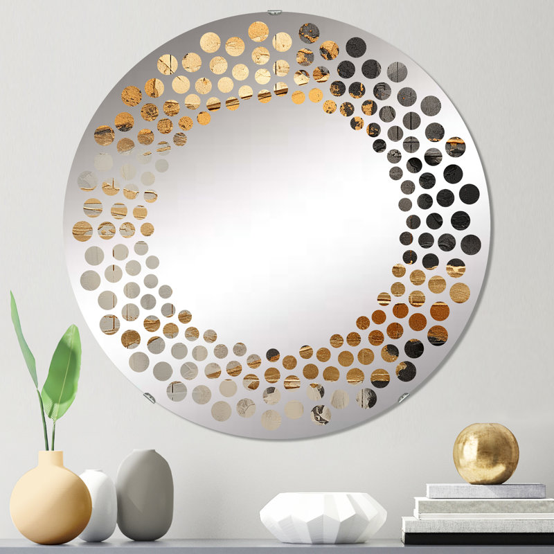 Circle Mirror, 24" H x 24" W, Gold/Gray