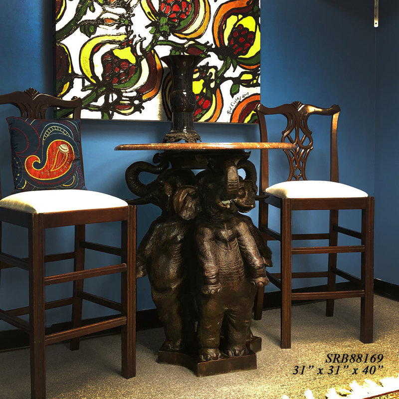 Bronze Three Elephants Bar Table