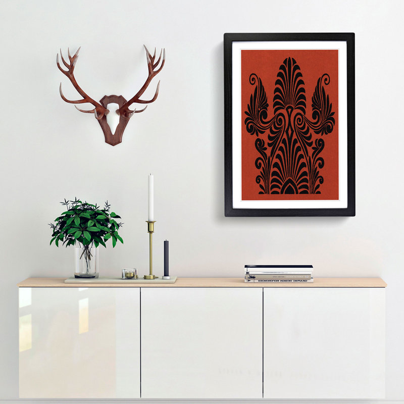 Antique Illustration In Orange And Black by Owen Jones - Single Picture Frame Print, 63cm H x 45cm W x 2cm D, Black Framed