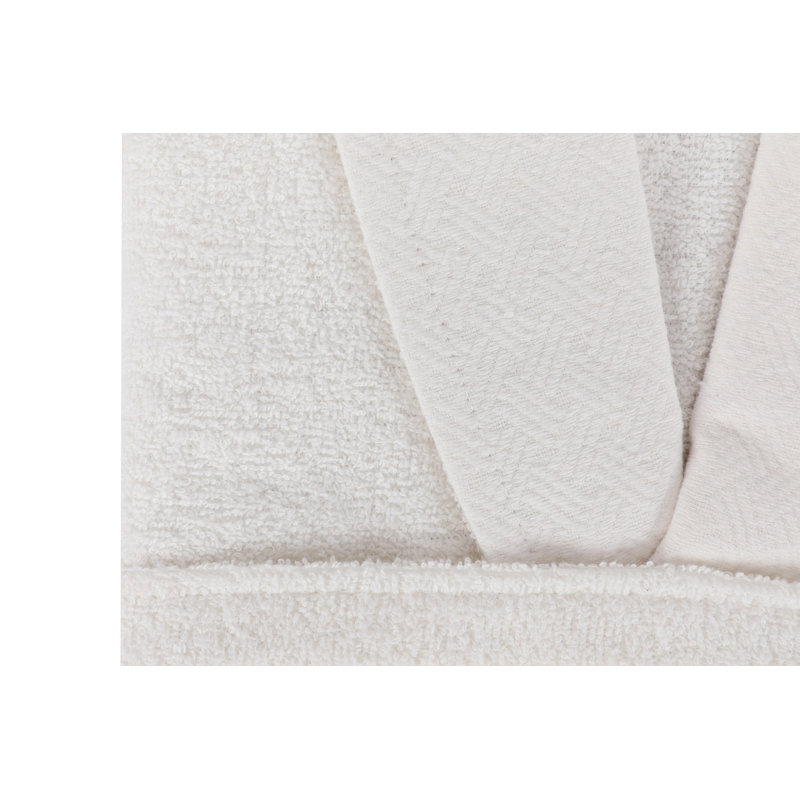 Peignoir au-dessus du genou 100% coton avec poches Leong, Blanc, TG
