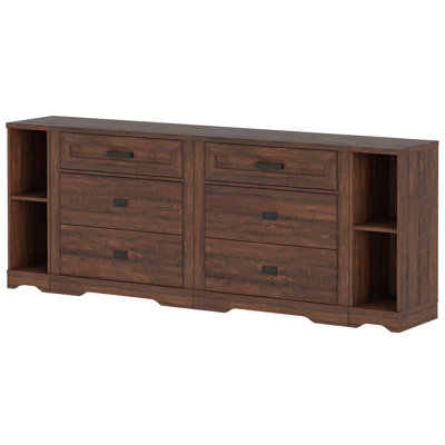 Laziza Farmhouse 4 In 1 Dresser TV Stand For 75 85 95" Tvs ,Wood Entertainment Center With 6 Drawers Dresser Cabinet And Open Storage For Living Room