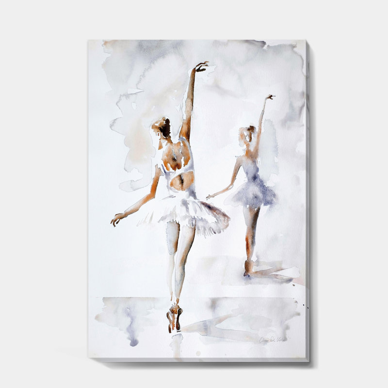 Aquarelle florale, danses de ballerines, peinture sur toile - Danses de ballerines II, H 40 po x l 30 po x 1,5 po
