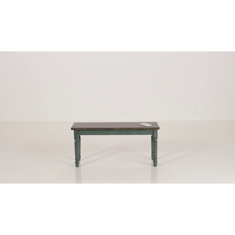 Willow 40" Teal Blue and Smoke Farmhouse Solid Wood Bench